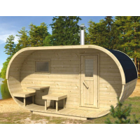 Готовая баня Овало-бочка из бруса 2.5х4м